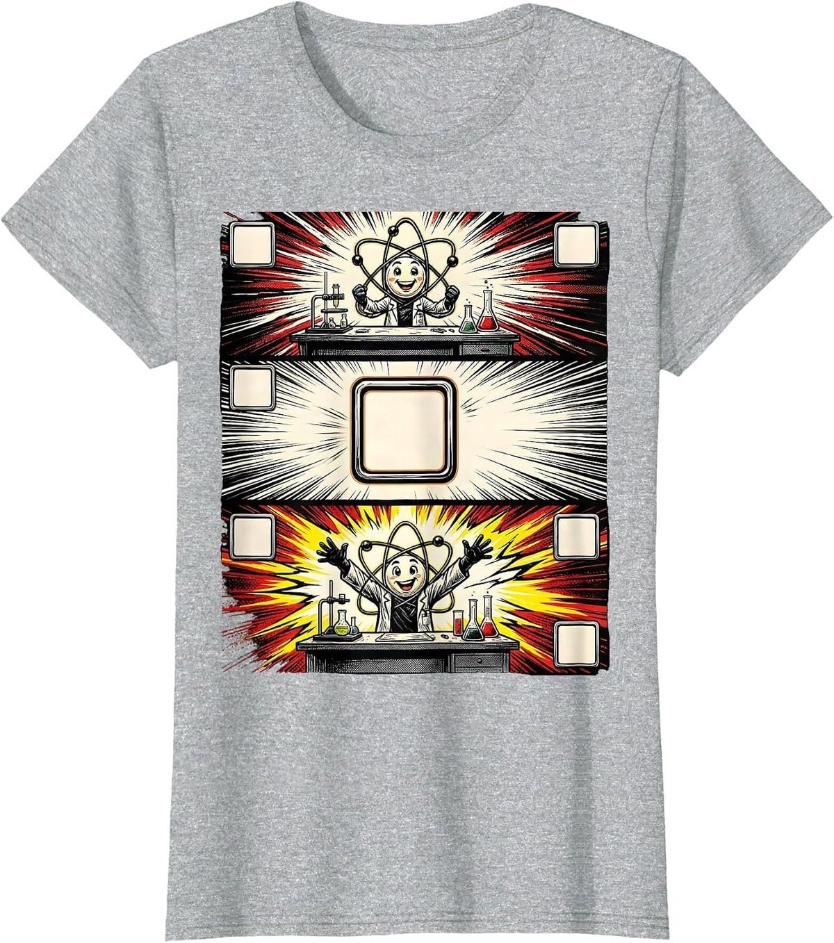 Women's Atom Comic Strip Science Humor Student Gift T-Shirt - Heather Grey