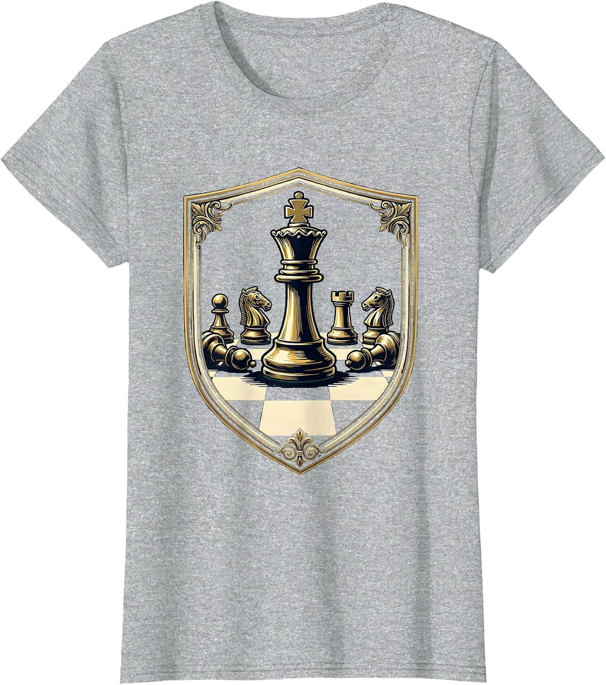 Chess King Last One Standing Graphic Design T-Shirt - Heather Grey
