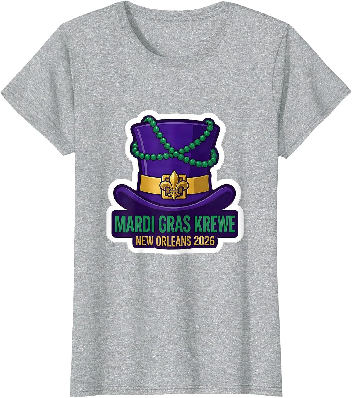 Mardi Gras Krewe New Orleans 2026 Carnival Party Souvenir T-Shirt - Heather Grey