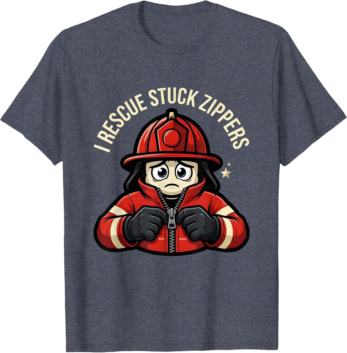 I Rescue Stuck Zippers Funny Firefighter Christmas Humor T-Shirt - Heather Blue