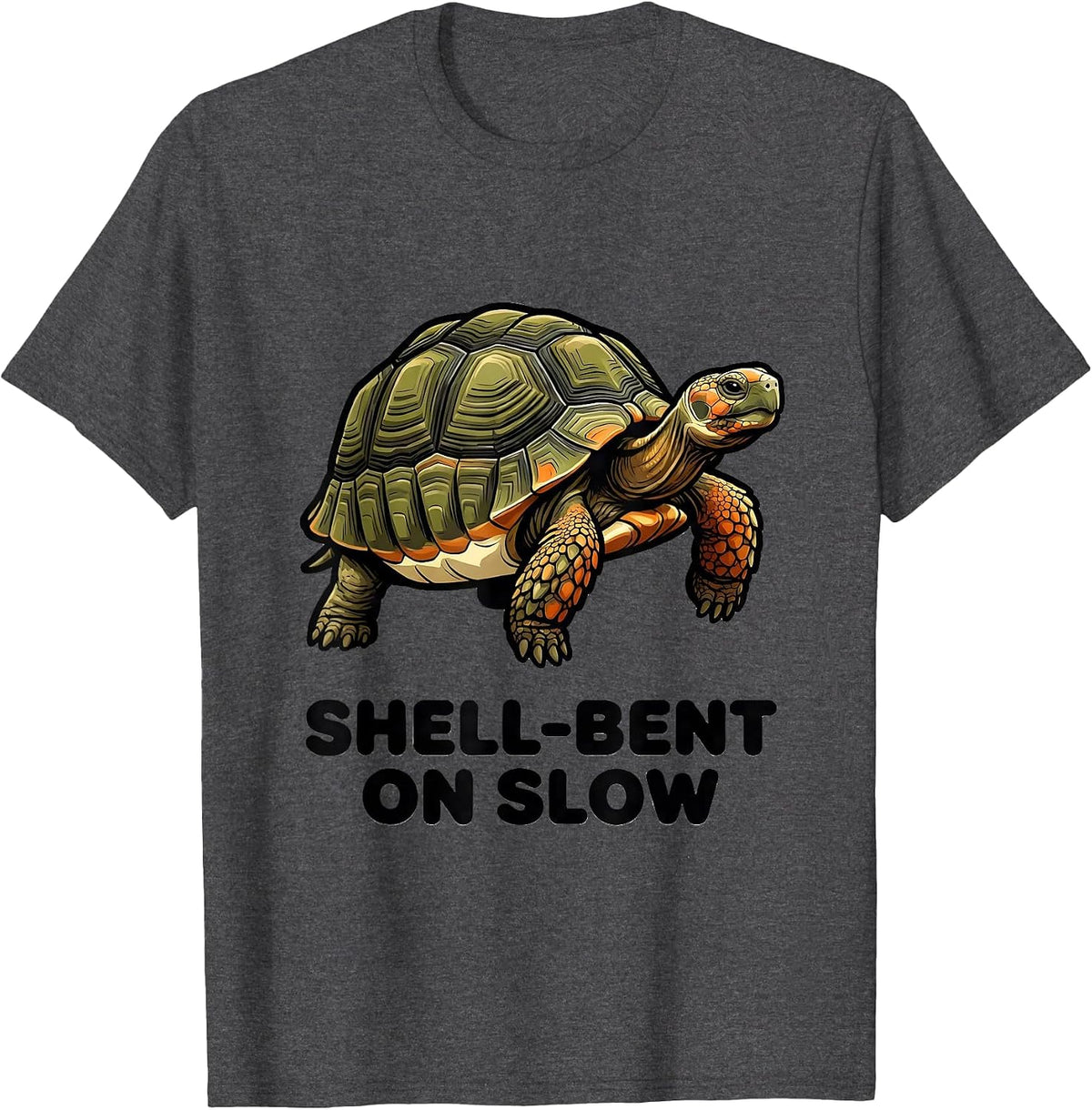 Shell-Bent On Slow Bold Humor Turtle Lover Reptile Gift T-Shirt - Dark Heather Grey
