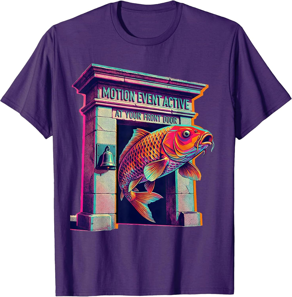 Men's Motion Event Active At Your Front Door Funny Risograph Meme T-Shirt - Purple