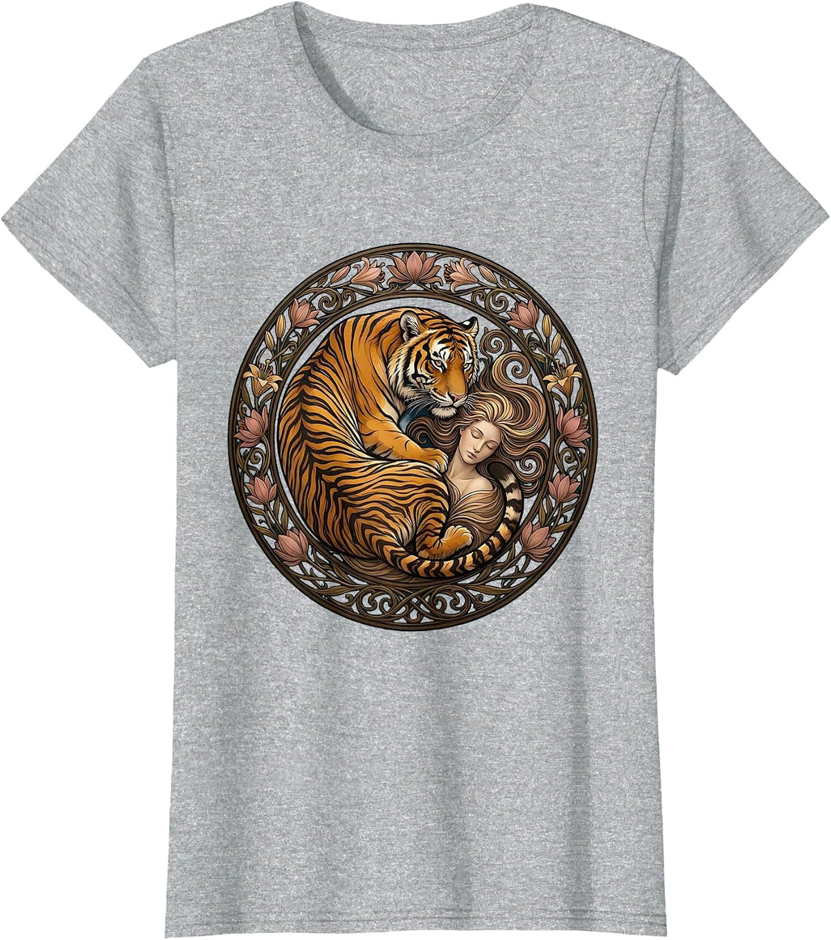 Easy Tiger Protective Curl Sleeping Illustration T-Shirt - Heather Grey