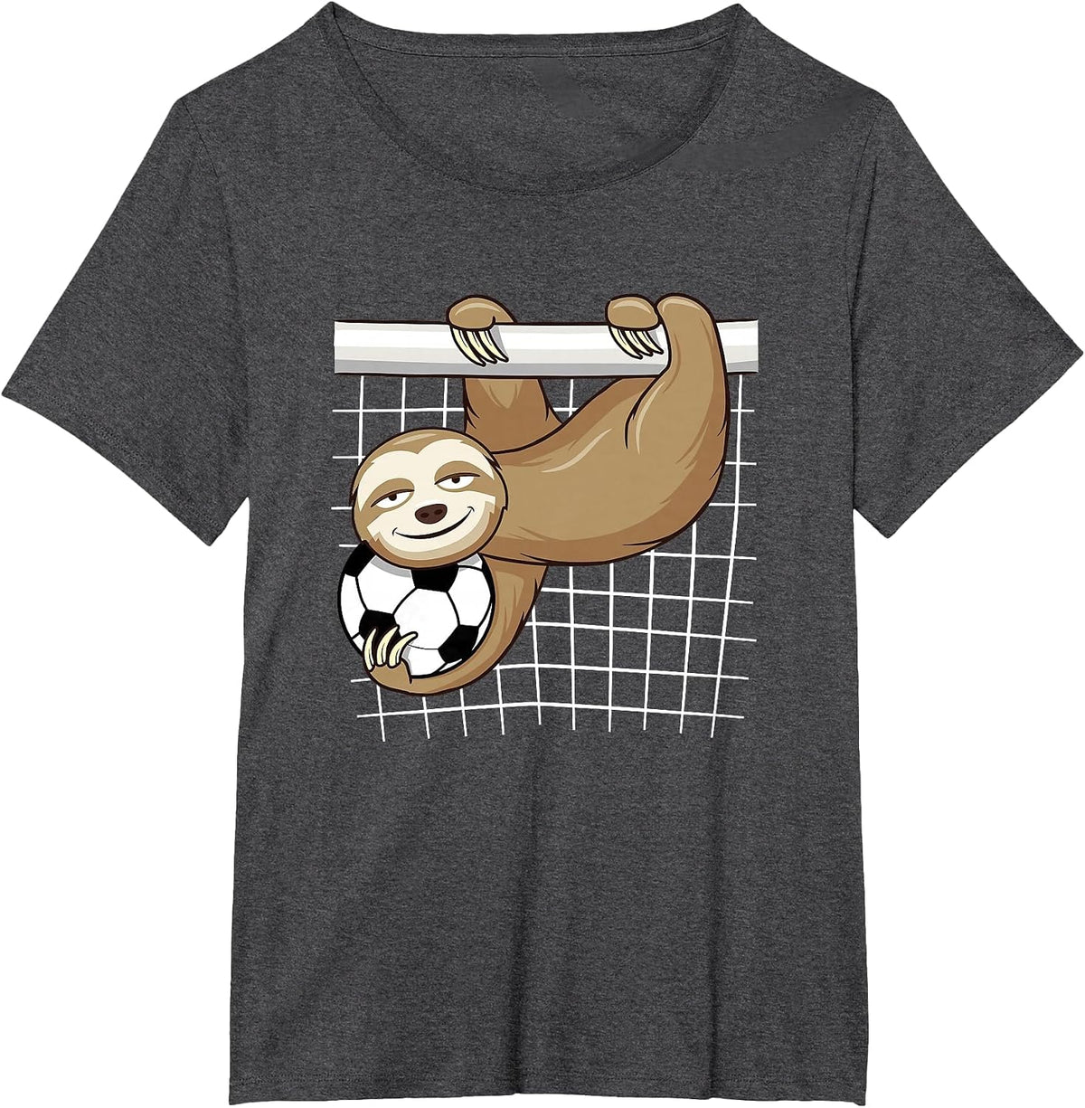 Funny Sloth Soccer Lover - Cute Goal Keeper Kids T-Shirt - Dark Heather Grey