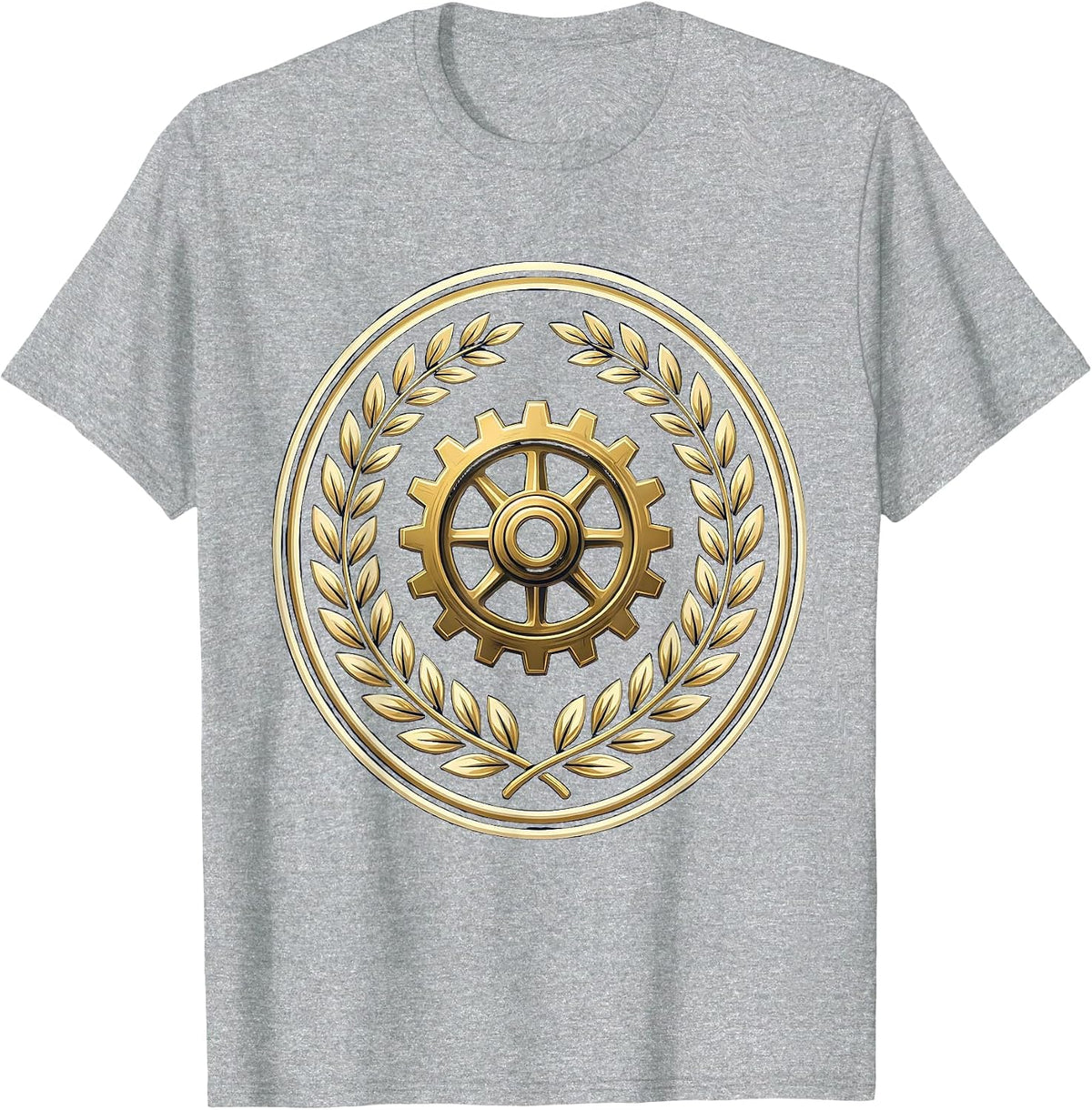 Men's Labor Day Gear Wheel Laurel Wreath Illustration T-Shirt - Heather Grey