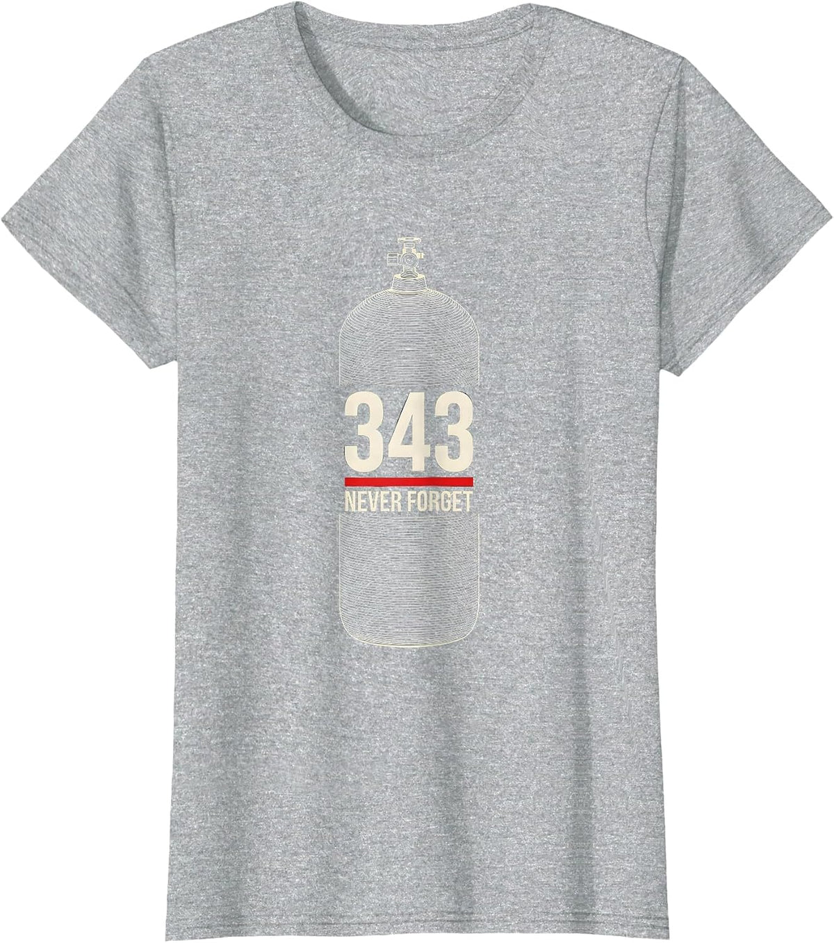 Never Forget 343 Minimalist Firefighter Memorial Tribute T-Shirt - Heather Grey