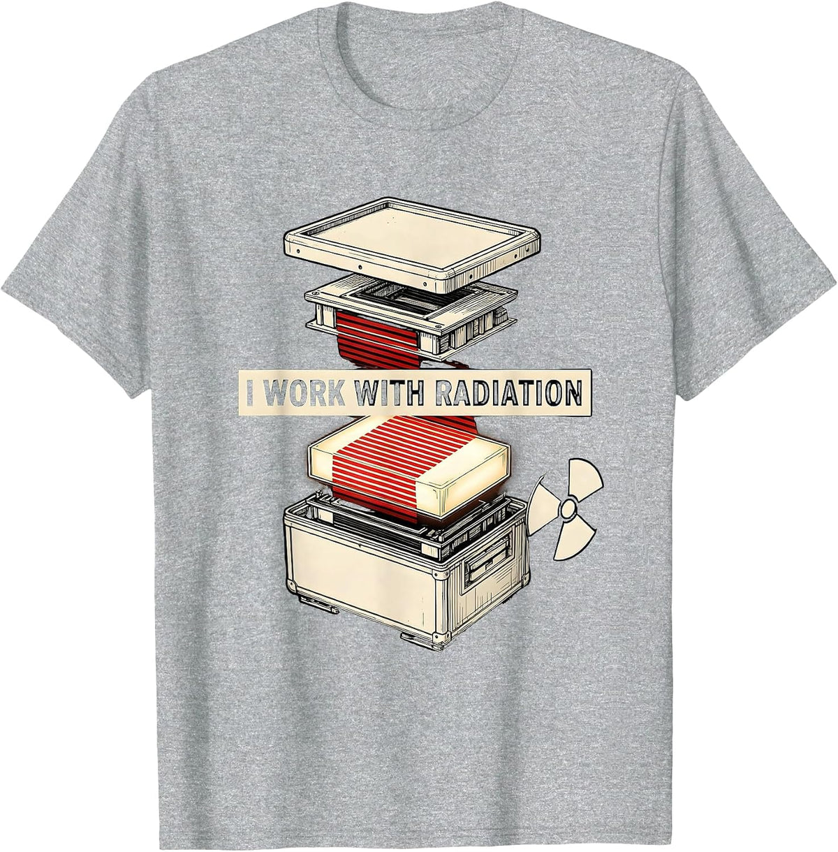 Men's I Work With Radiation Funny Radiology Tech X-Ray CT MRI T-Shirt - Heather Grey