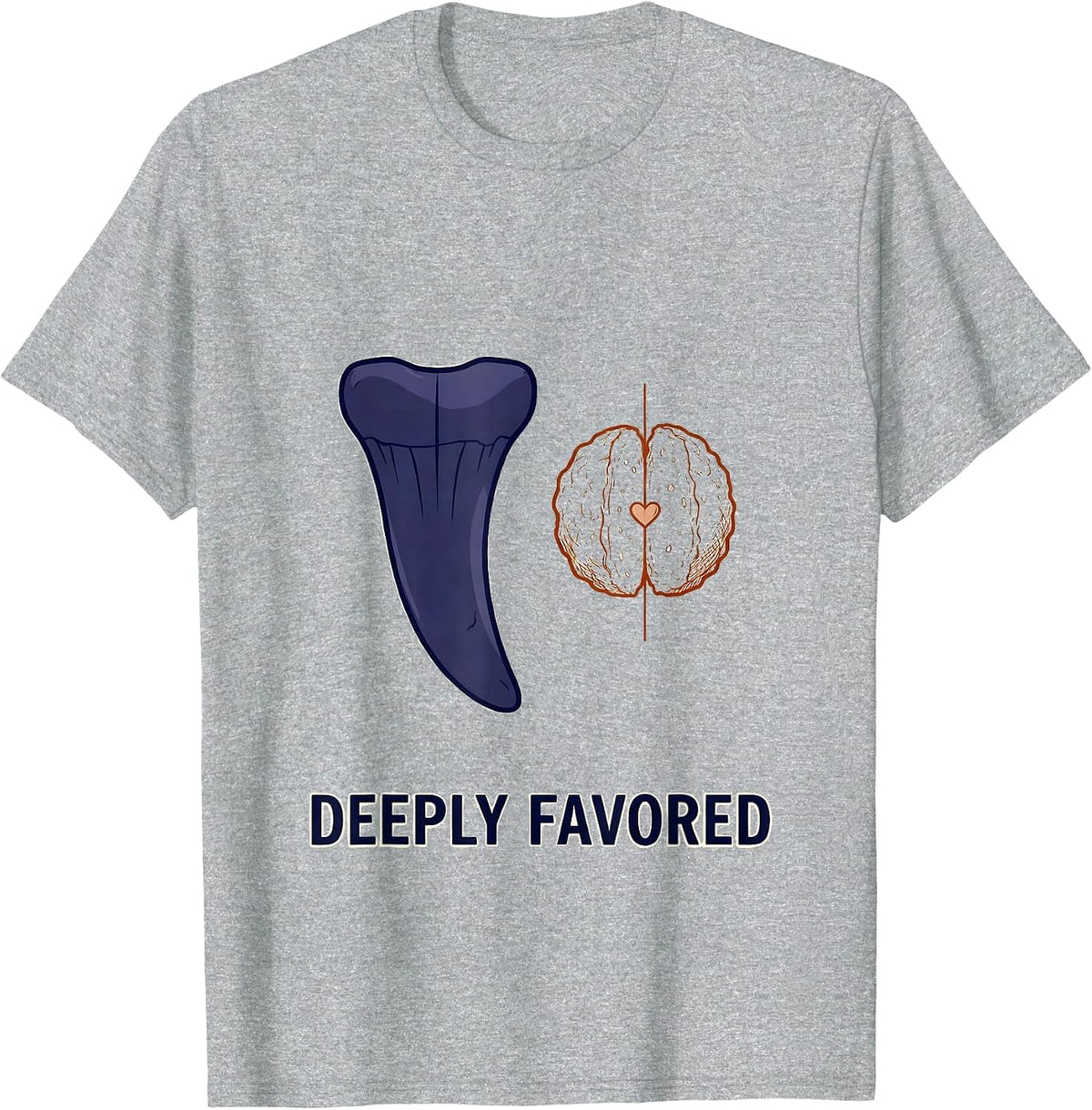 Men's Deeply Favored Funny Shark Lover Valentine Gift Humor T-Shirt - Heather Grey