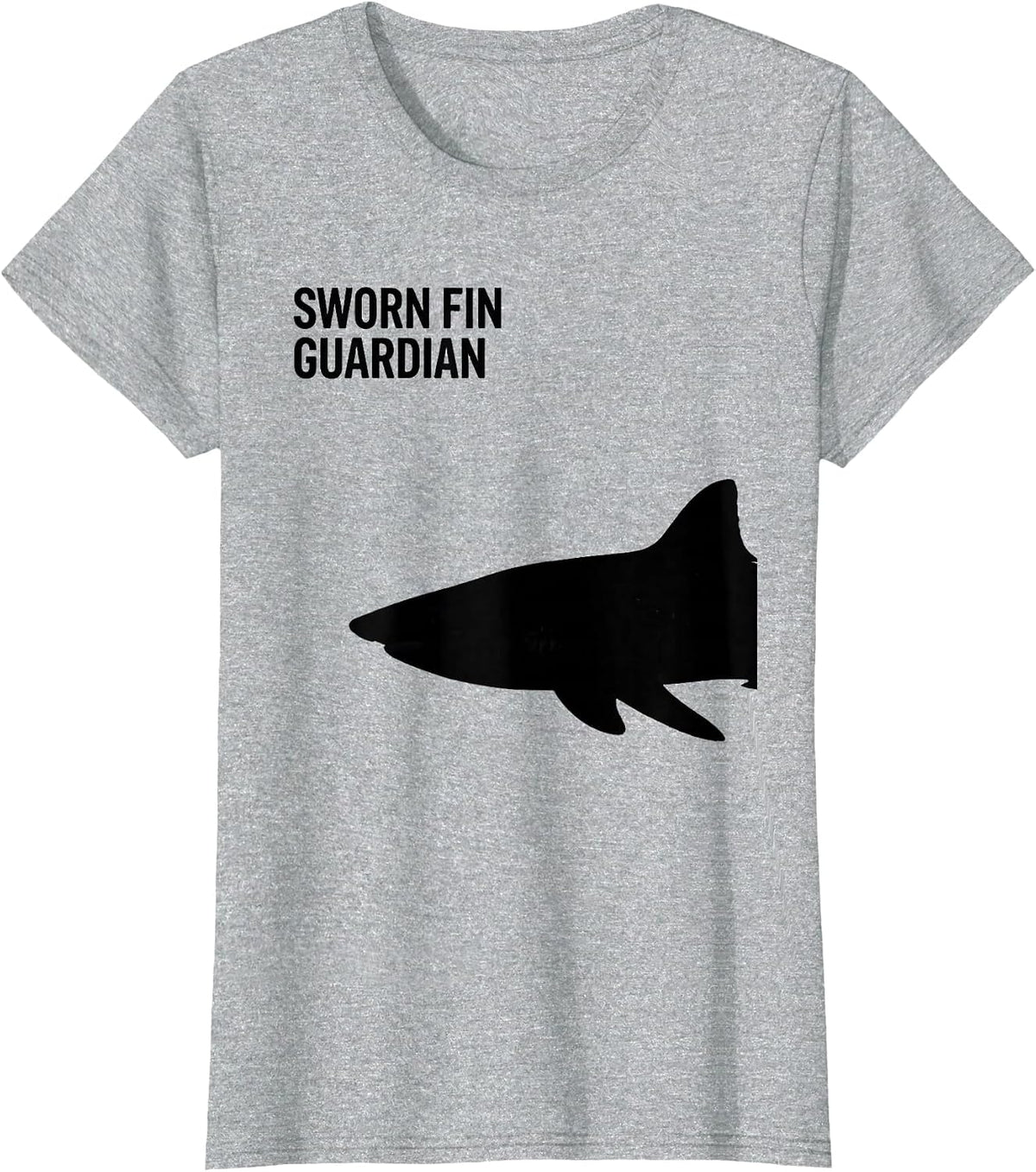 Women's Sworn Fin Guardian Funny Shark Lover Ocean Wildlife Novelty T-Shirt - Heather Grey