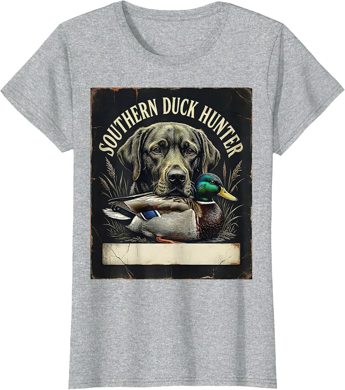 Women's Southern Duck Hunter Distressed Labrador Hunting Dog Vintage T-Shirt - Heather Grey
