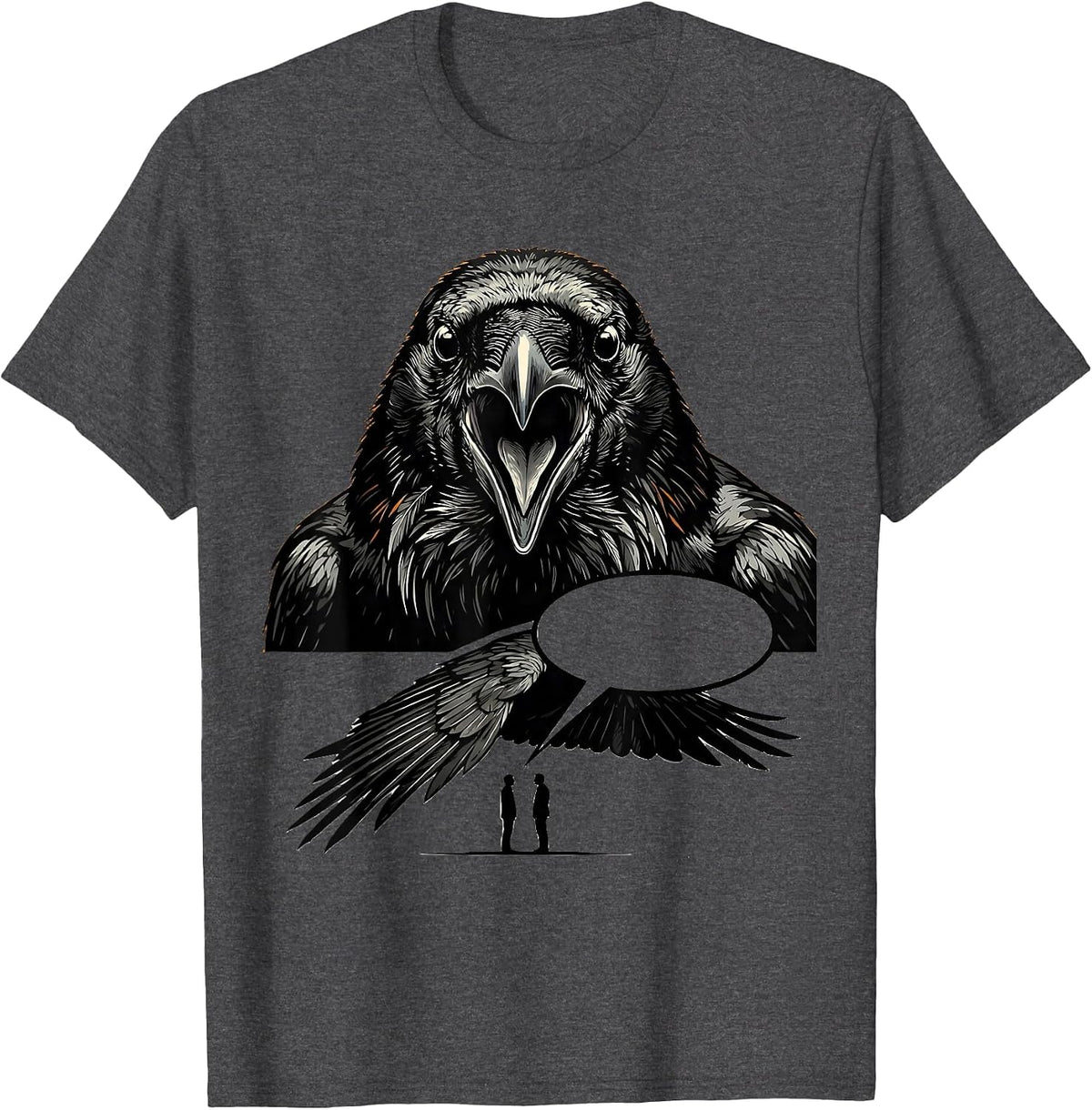 Men's Black Crow Gothic Dark Humor Crow Lover Gift T-Shirt - Dark Heather Grey