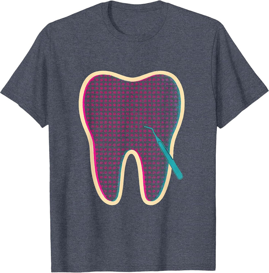 Crown and Roots Dental Squad Humor Dentist Hygienist T-Shirt - Heather Blue