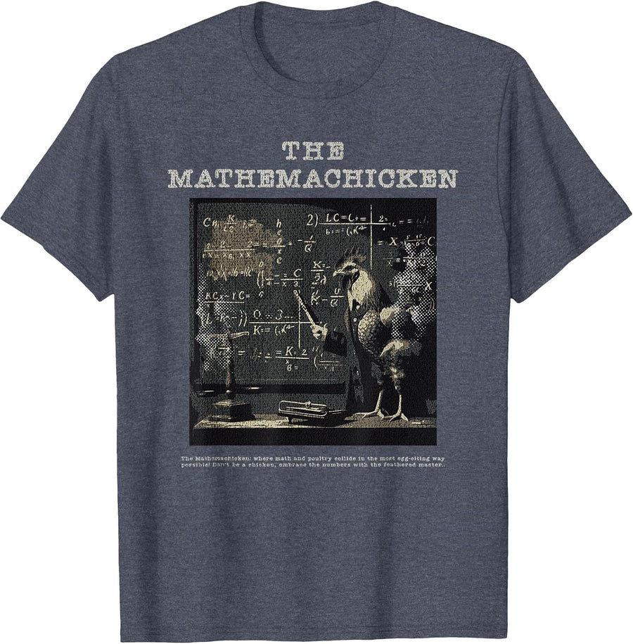 Mathemachicken Math Lover Pet Chicken Poultry Owner Funny T-Shirt - Heather Blue