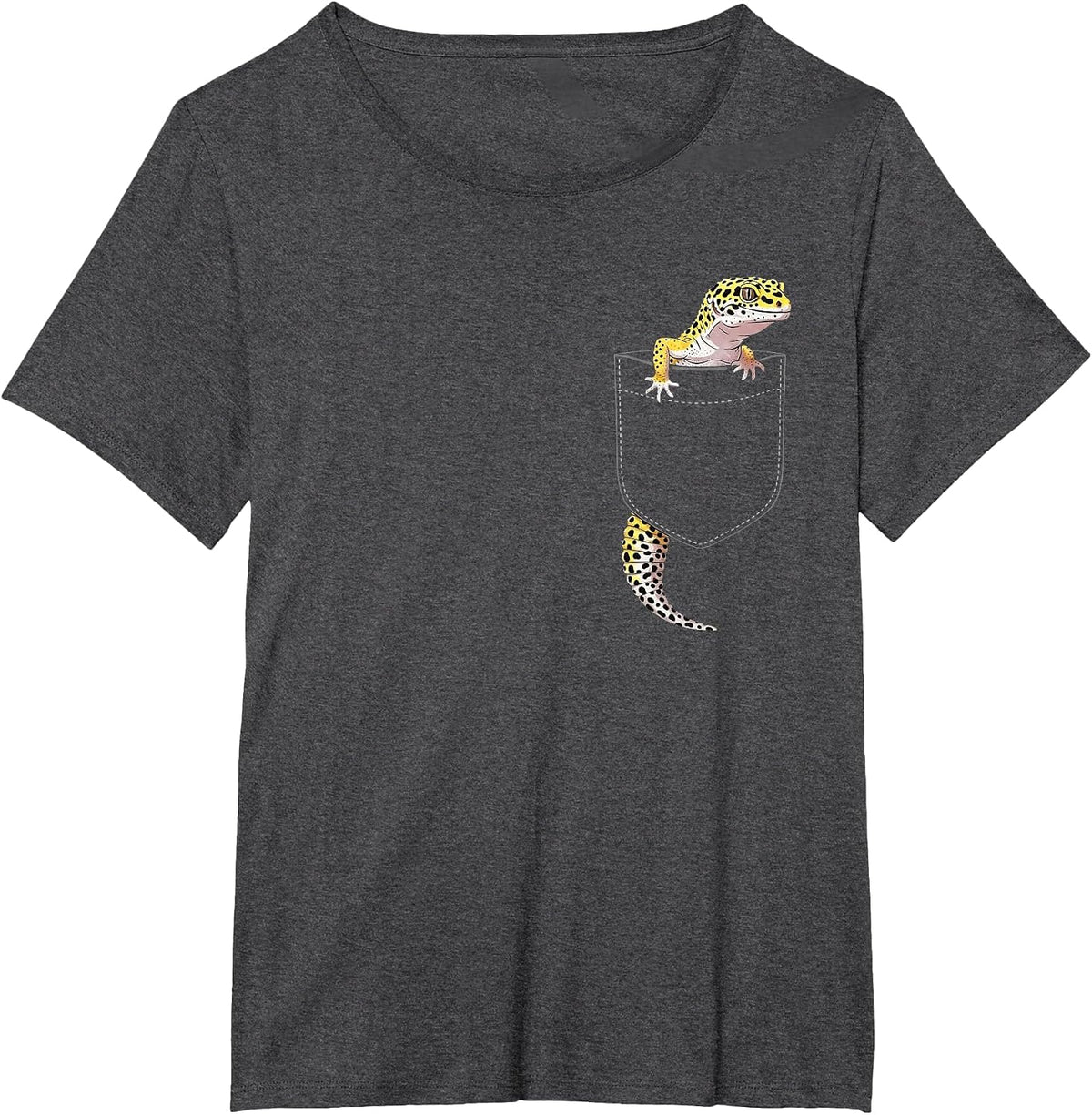 Cute Lizard Reptile Leopard Gecko Costume Pocket Men Women T-Shirt - Dark Heather Grey