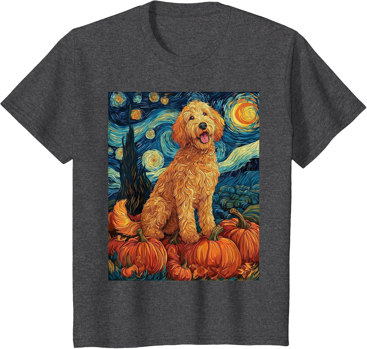 Cute Goldendoodle Fall Autumn Doodle Dog T-Shirt - Dark Heather Grey