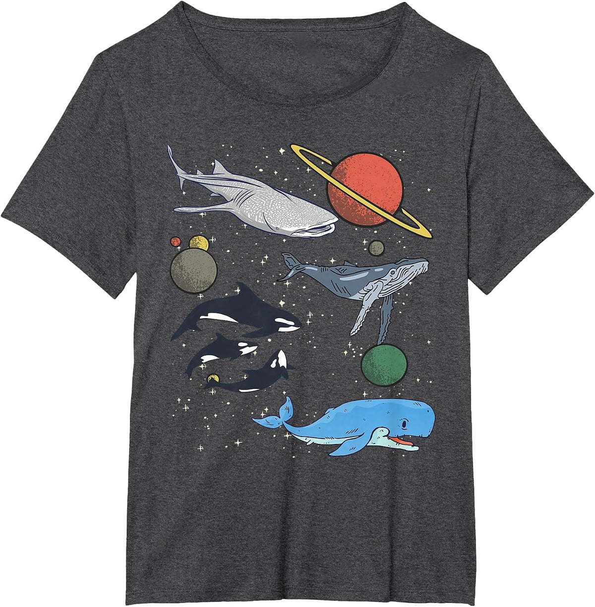 Galaxy Space White Shark Fin Costume Adult Mens Womens Shark T-Shirt - Dark Heather Grey