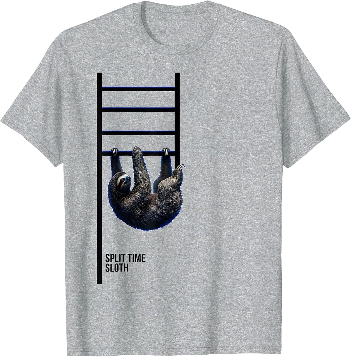 Men's Split Time: Sloth Funny Sloth Lover Novelty Gift T-Shirt - Heather Grey