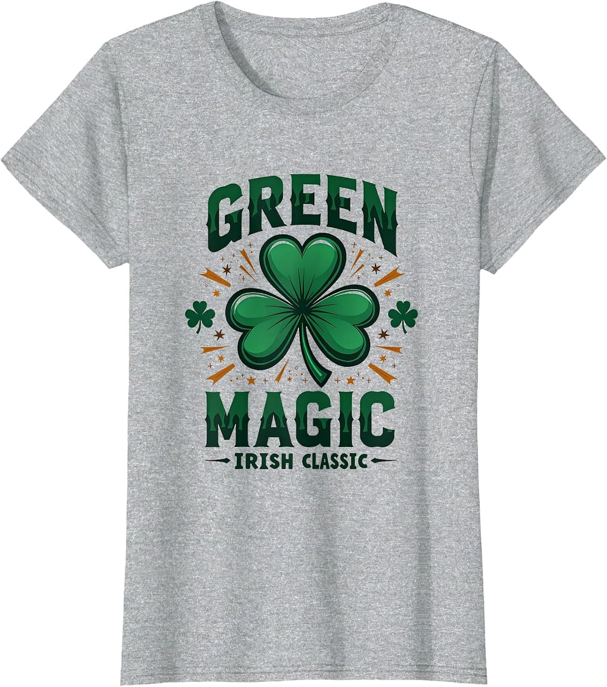 Green Magic Irish Classic St Patrick Design T-Shirt - Heather Grey