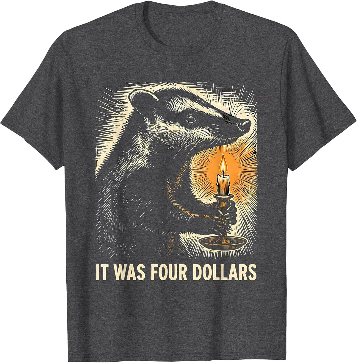 It Was Four Dollars Funny Opossum Thrifting Vintage T-Shirt - Dark Heather Grey