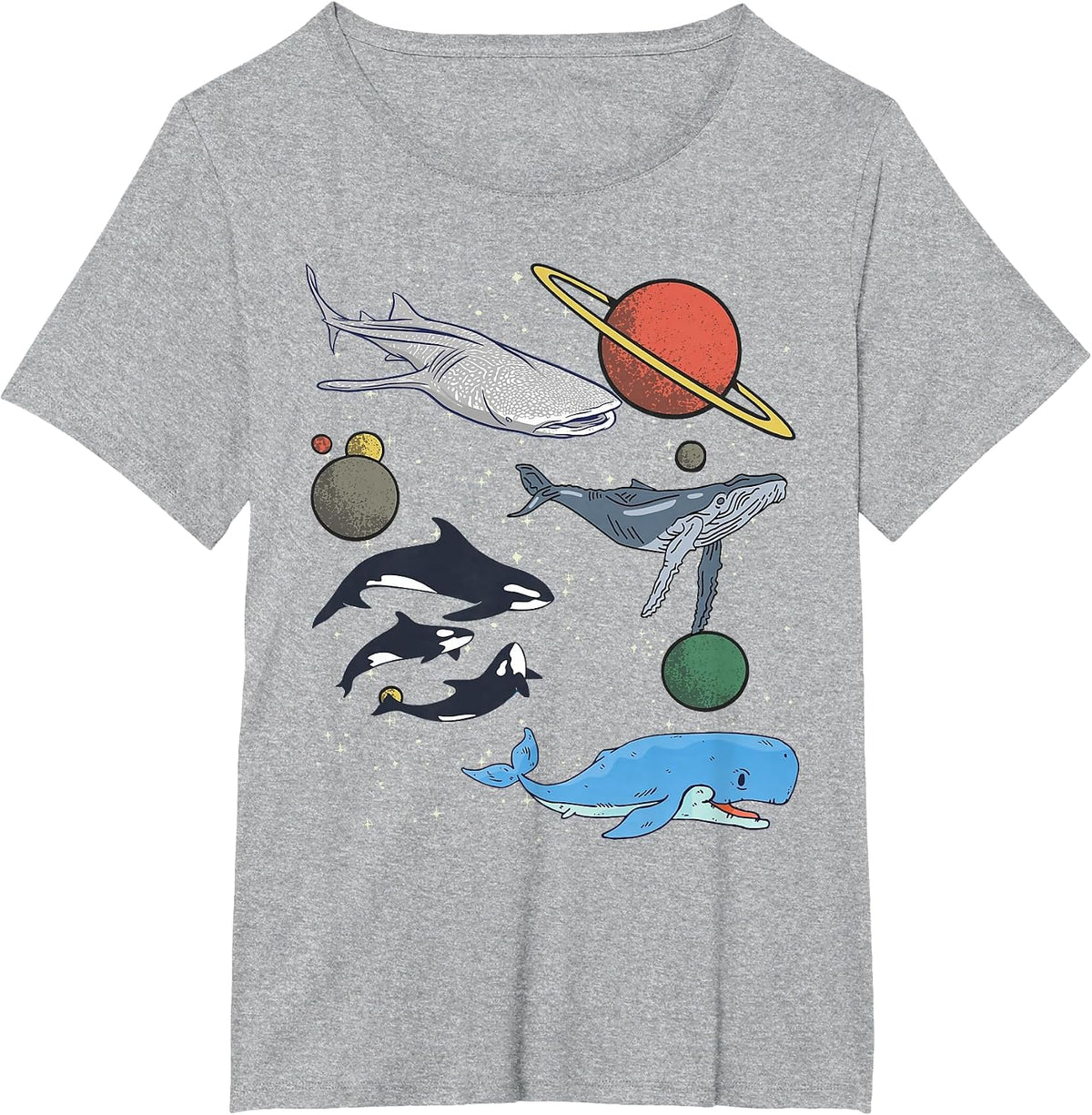 Galaxy Space White Shark Fin Costume Adult Mens Womens Shark T-Shirt - Heather Grey
