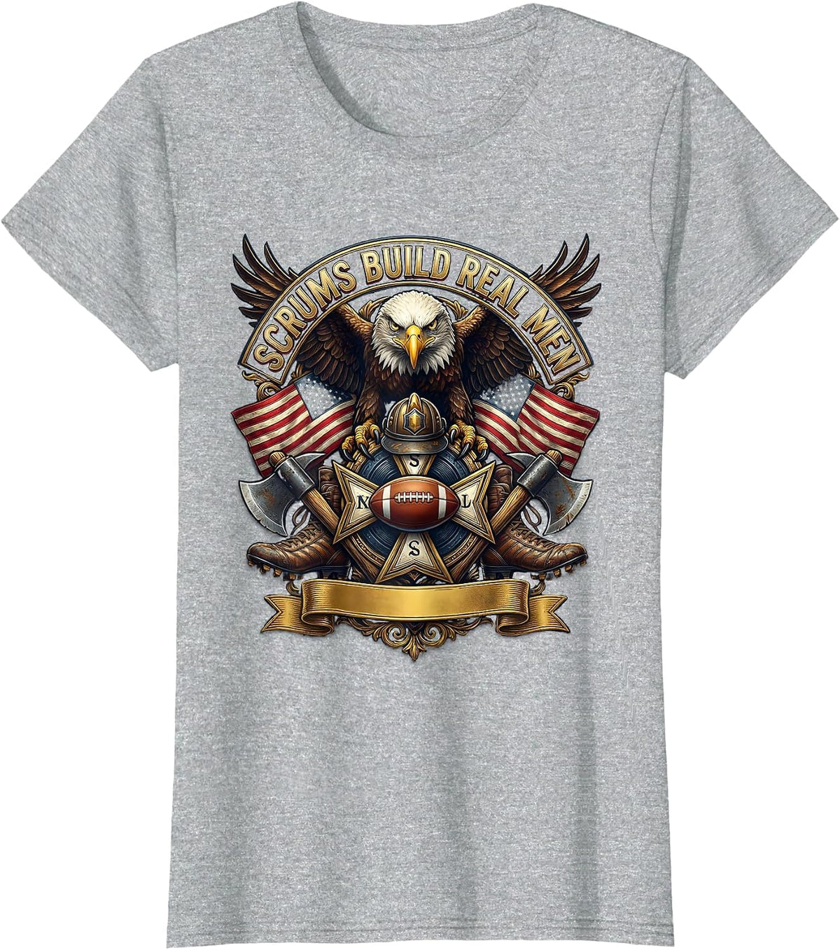 Scrums Build Real Men Rugby Graphic Design T-Shirt - Heather Grey