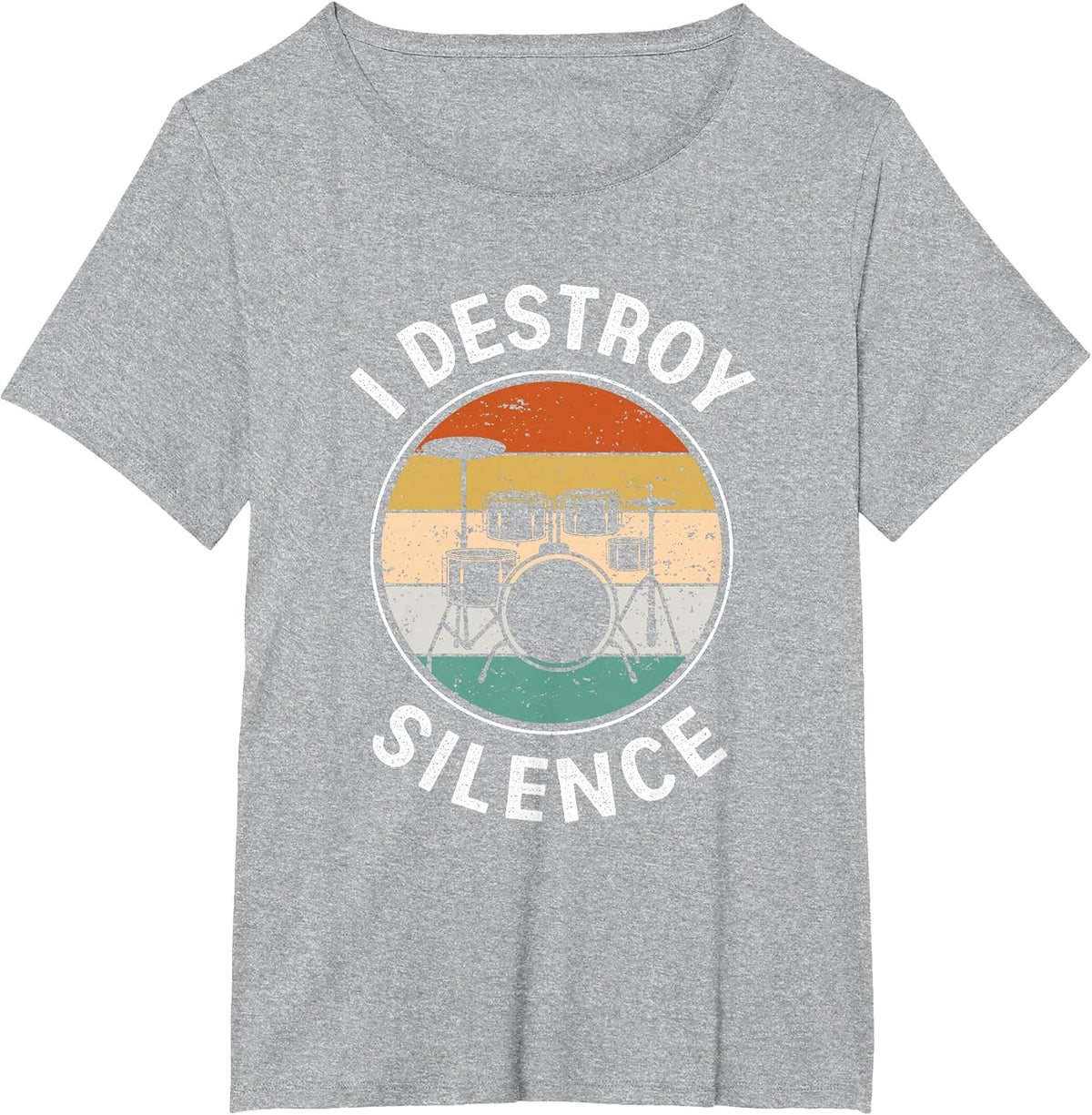 I Destroy Silence Tee Shirts Drum Lovers T-Shirt - Heather Grey