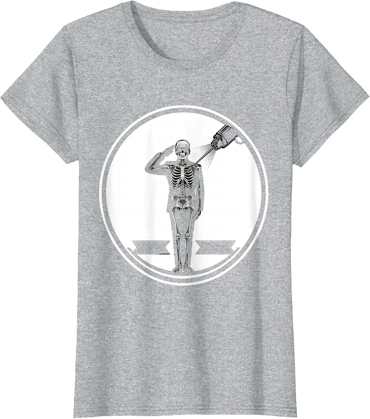 Women's Skeleton Salute Radiology Tech Halloween Humor T-Shirt - Heather Grey