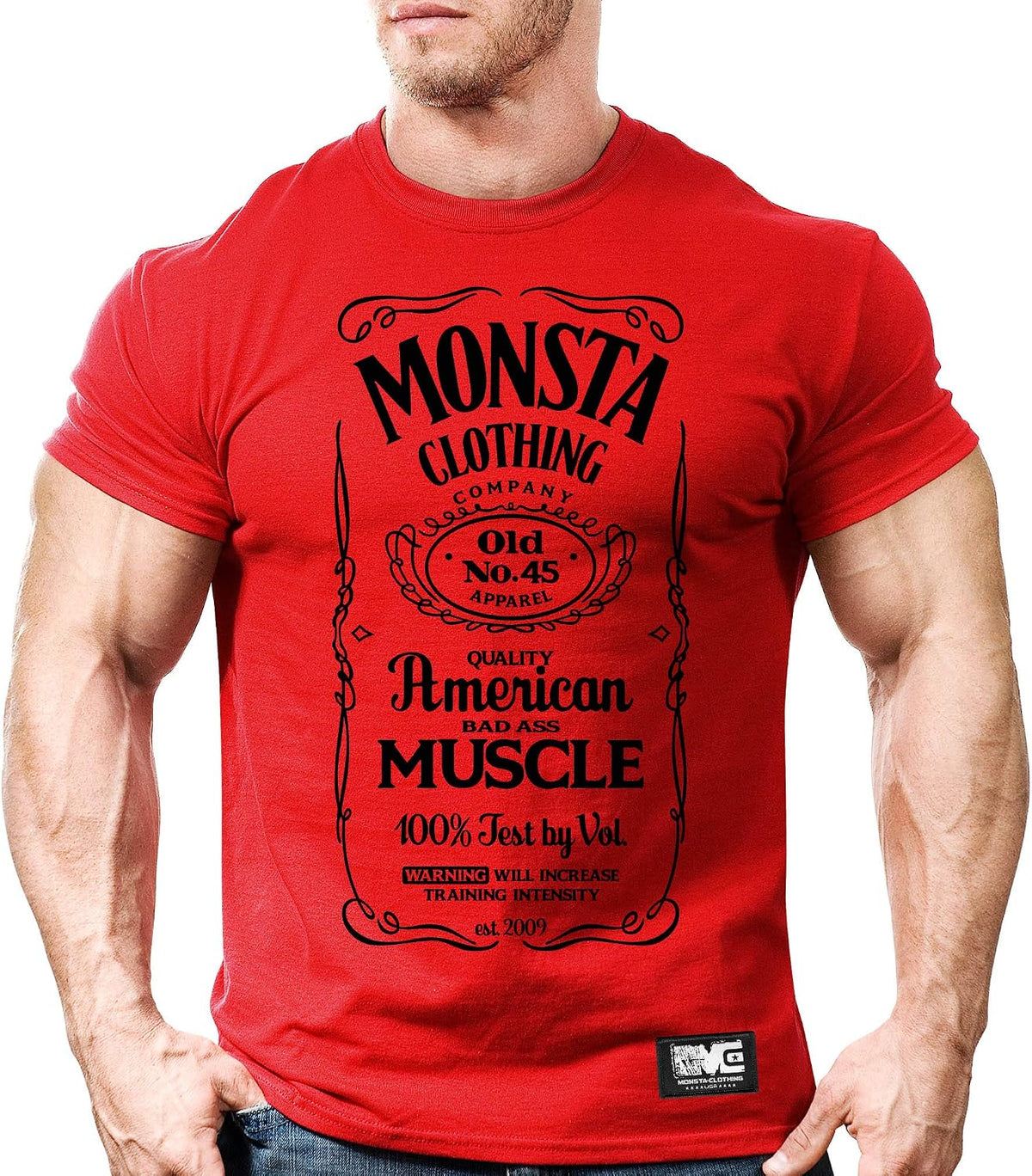 Monsta Clothing Co. Men's Workout (Always Train Reckless) Gym T-Shirt (A:BK) - Red
