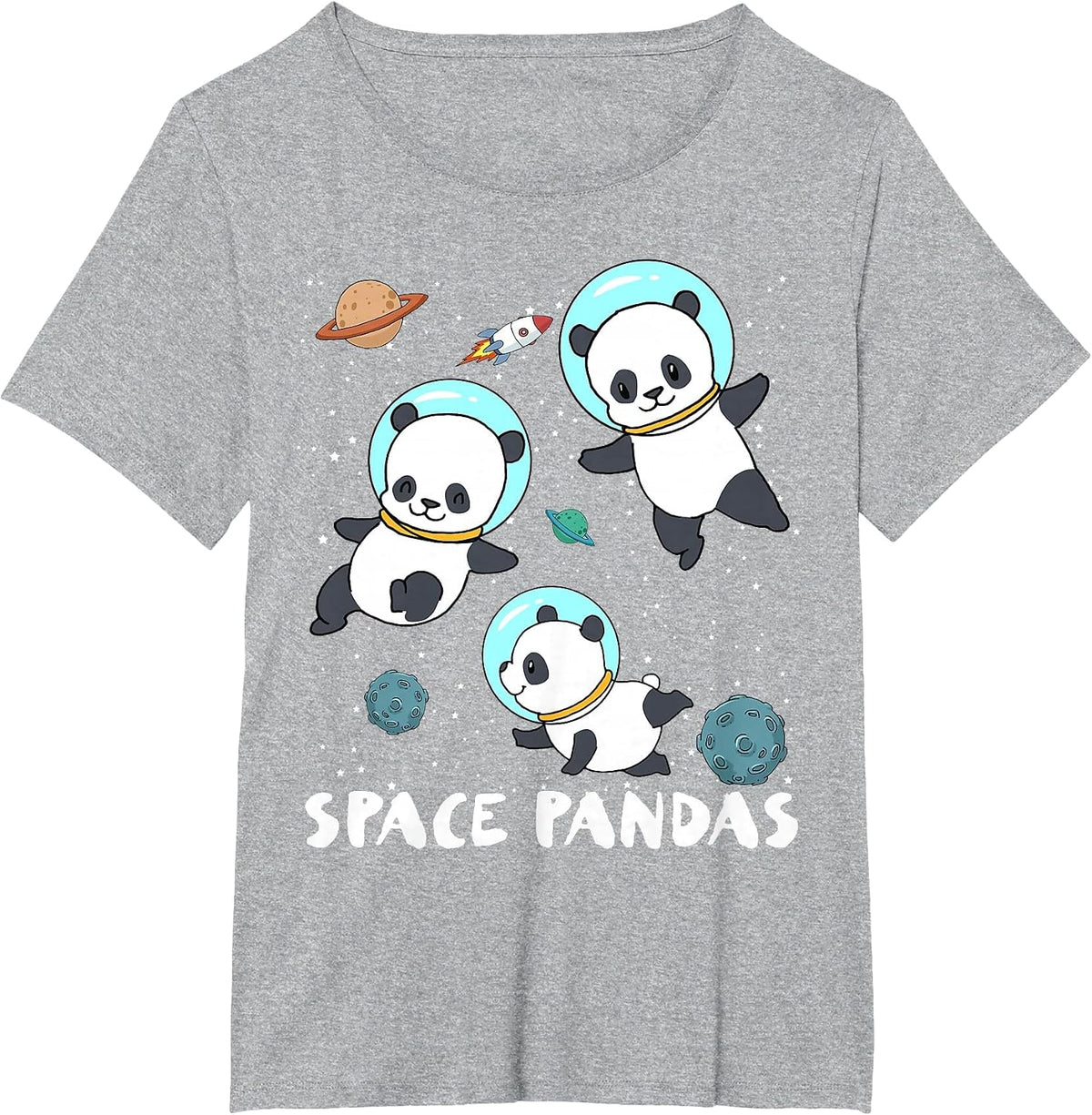 Space Pandas T-Shirt Funny Astronaut Planet Travel Tee T-Shirt - Heather Grey