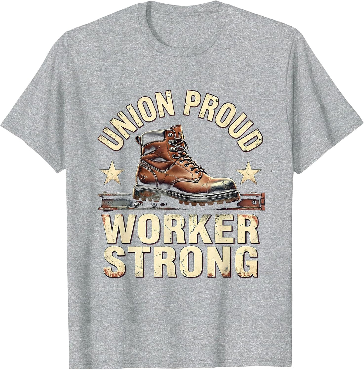 Men's Union Proud Worker Strong Distressed Union Worker Labor Day T-Shirt - Heather Grey