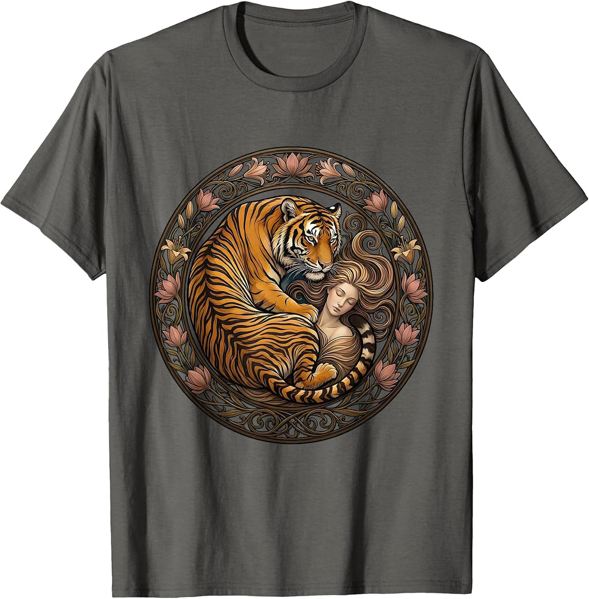Easy Tiger Protective Curl Sleeping Illustration T-Shirt - Asphalt Grey