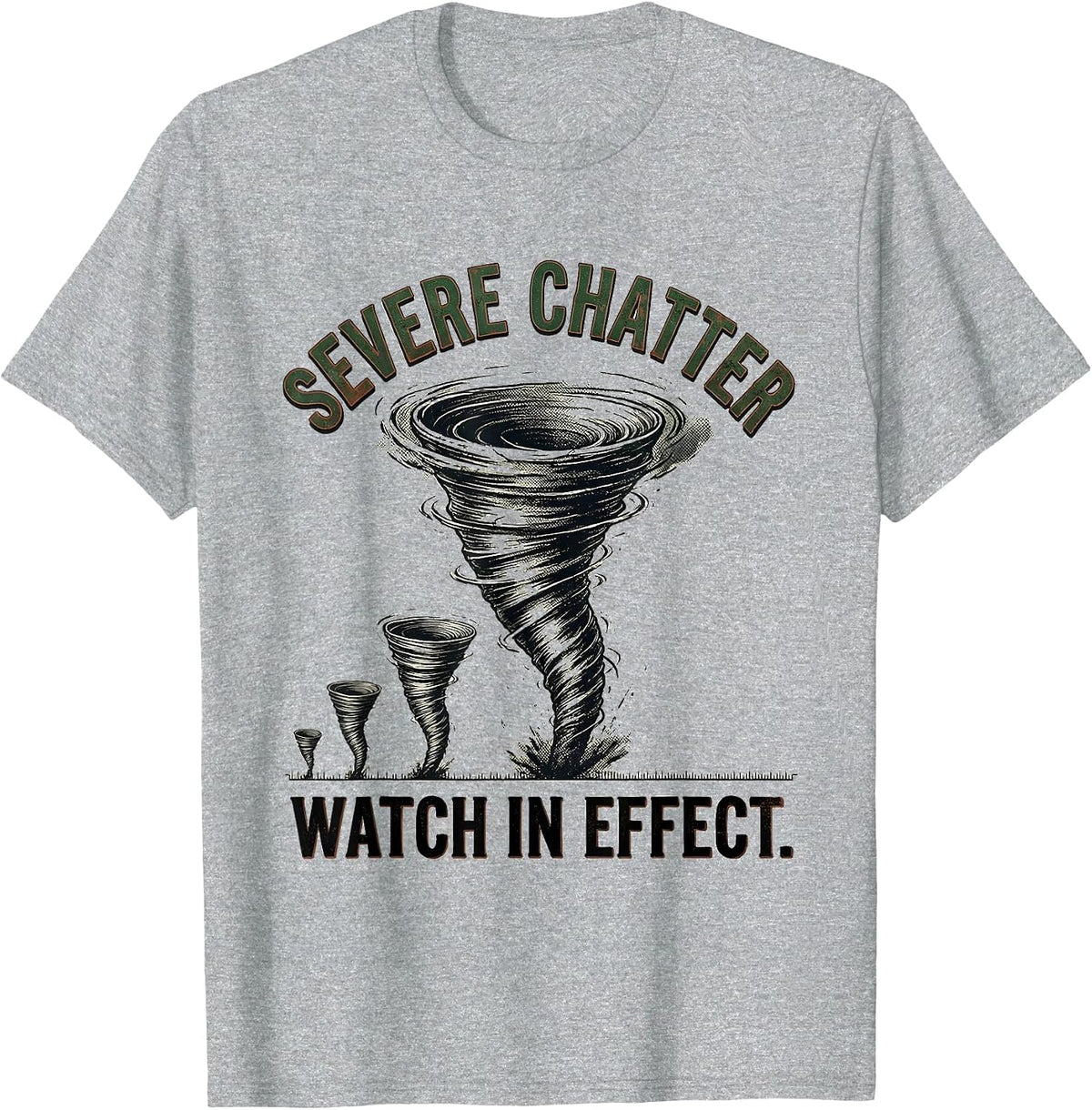 Men's Severe Chatter Watch In Effect Vintage Storm Chaser Tornado T-Shirt - Heather Grey