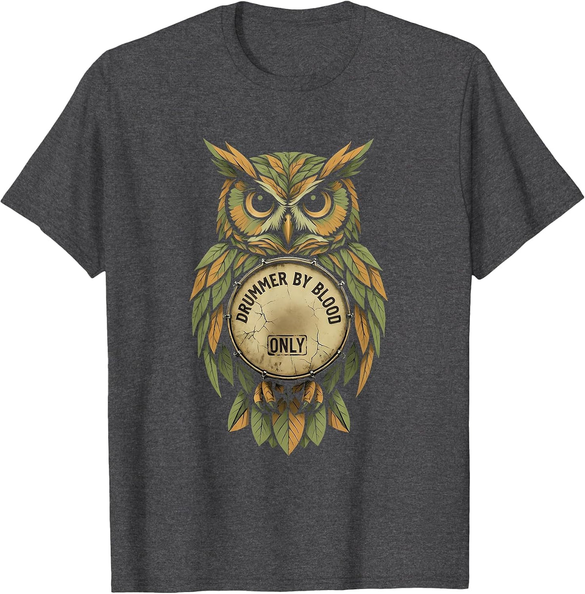 Drummer By Blood Only Musician Design T-Shirt - Dark Heather Grey