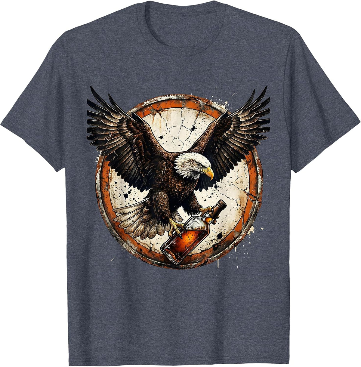 Eagle Whiskey Labor Day Graphic Design T-Shirt - Heather Blue