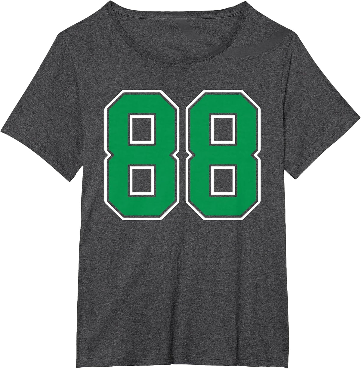 Kelly Green White Number 88 Jersey Player Uniform #88 T-Shirt - Dark Heather Grey