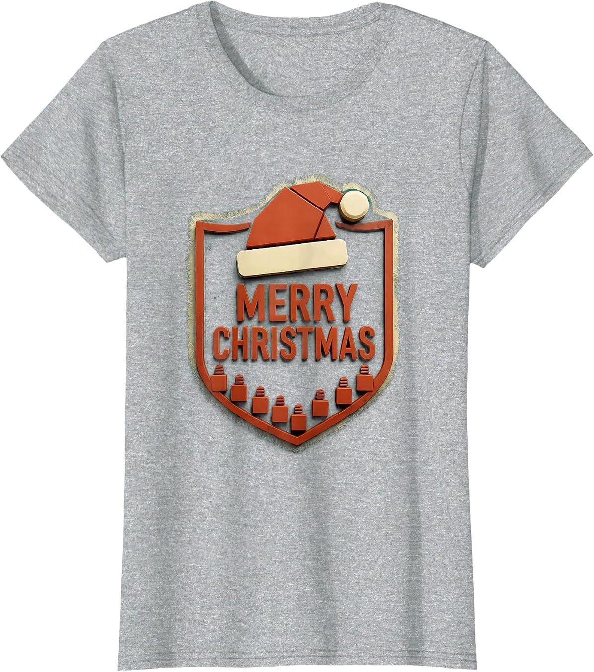 Merry Christmas Rubber Stamp Santa Hat Family Matching T-Shirt - Heather Grey