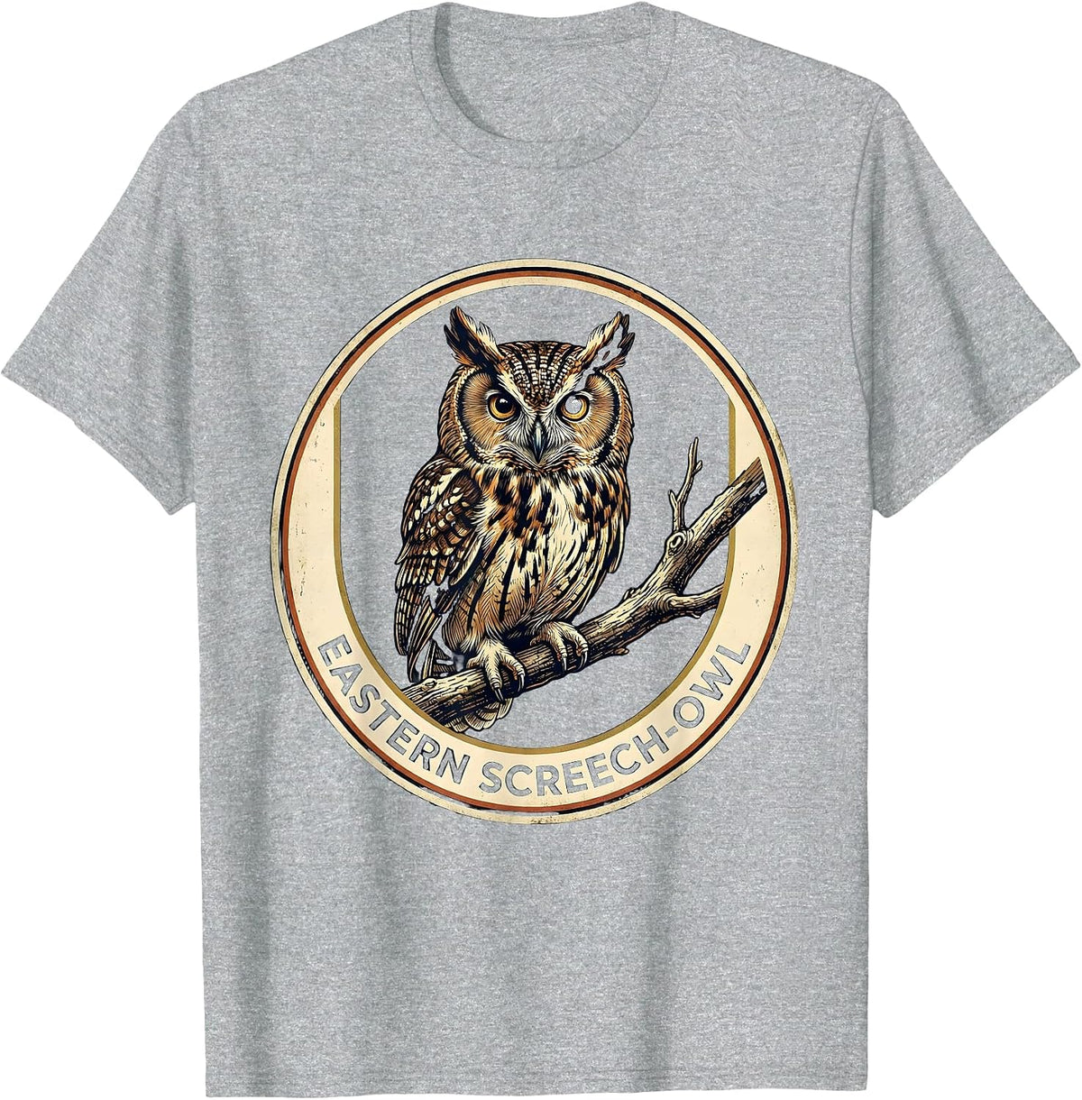 Men's Eastern Screech-Owl Vintage Nature Owl Lover Birdwatcher T-Shirt - Heather Grey