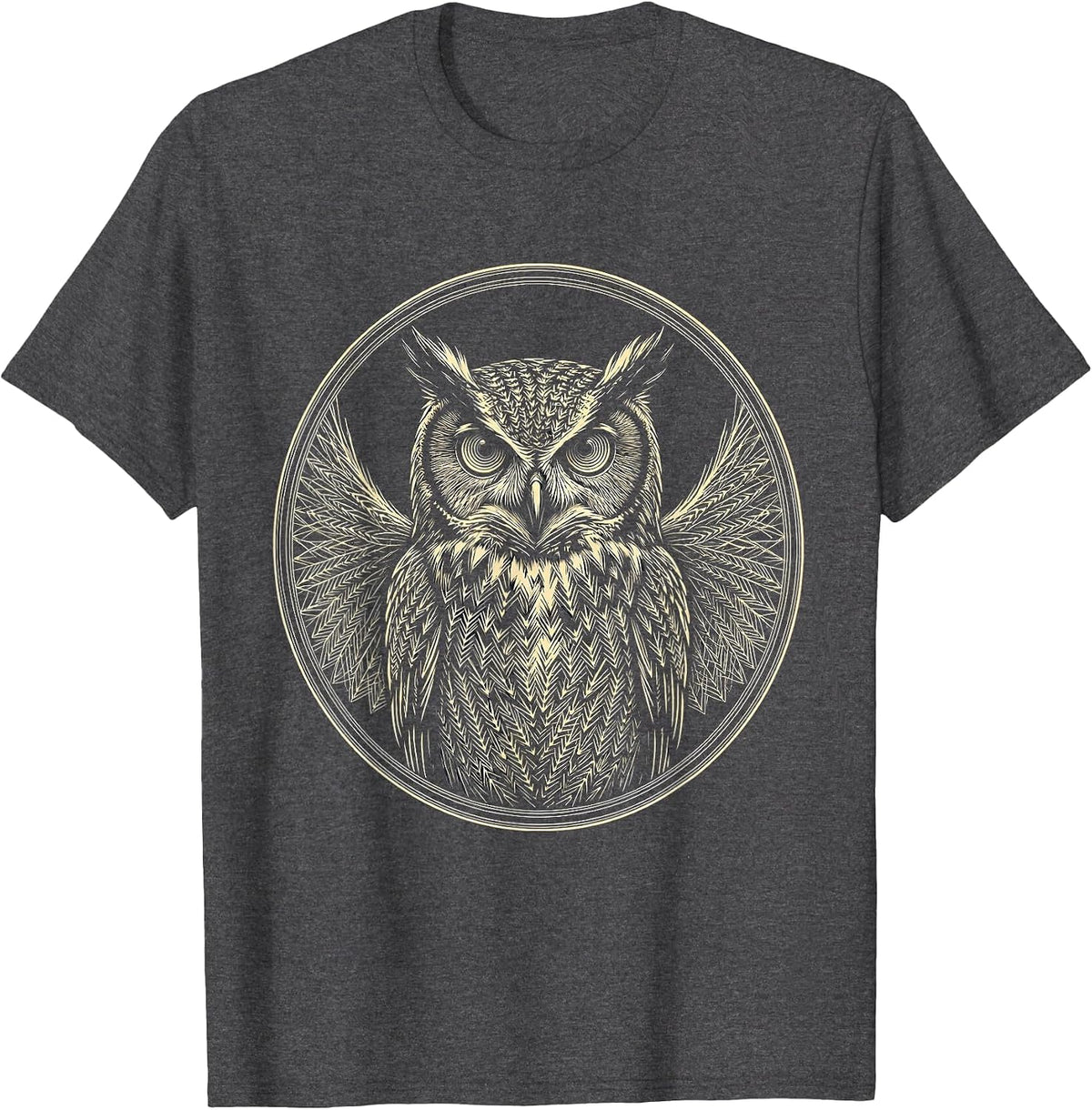 Men's Owl Perched on Tangled Arrow Web Graphic T-Shirt - Dark Heather Grey