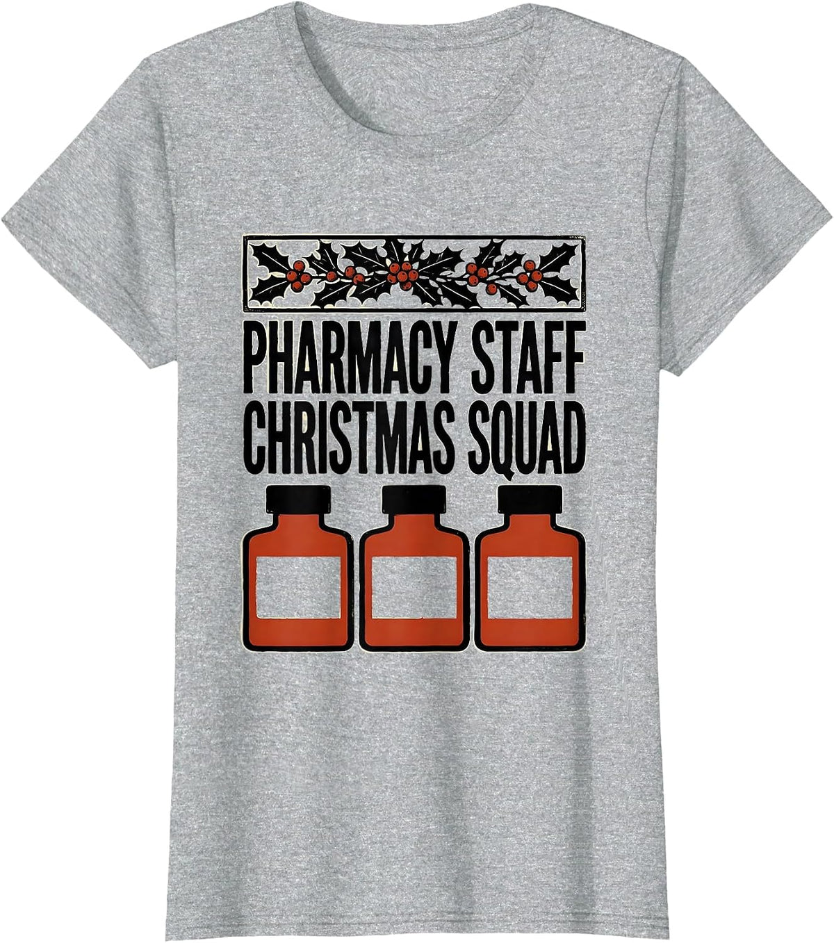 Pharmacy Staff Christmas Squad Funny Pharmacy Tech Matching T-Shirt - Heather Grey