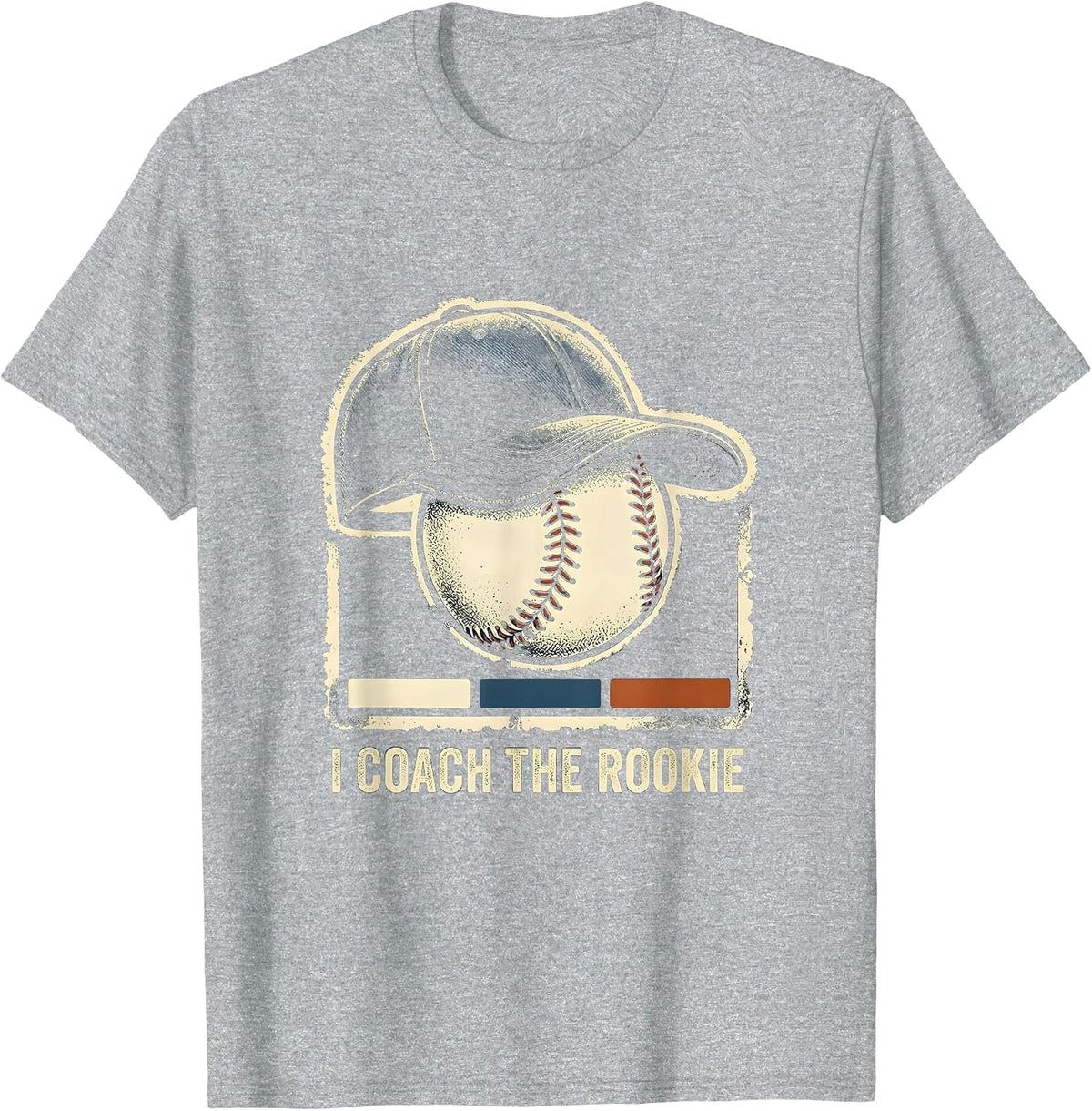 Men's I Coach The Rookie Rubber Stamp Baseball Birthday Family T-Shirt - Heather Grey