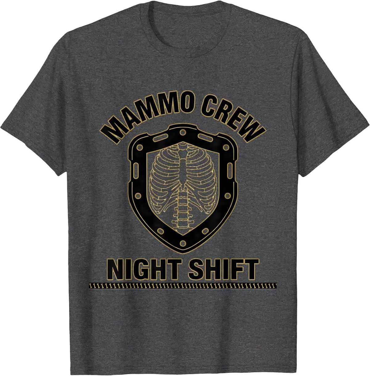 Mammo Crew Night Shift Radiology Tech Halloween Workplace T-Shirt - Dark Heather Grey
