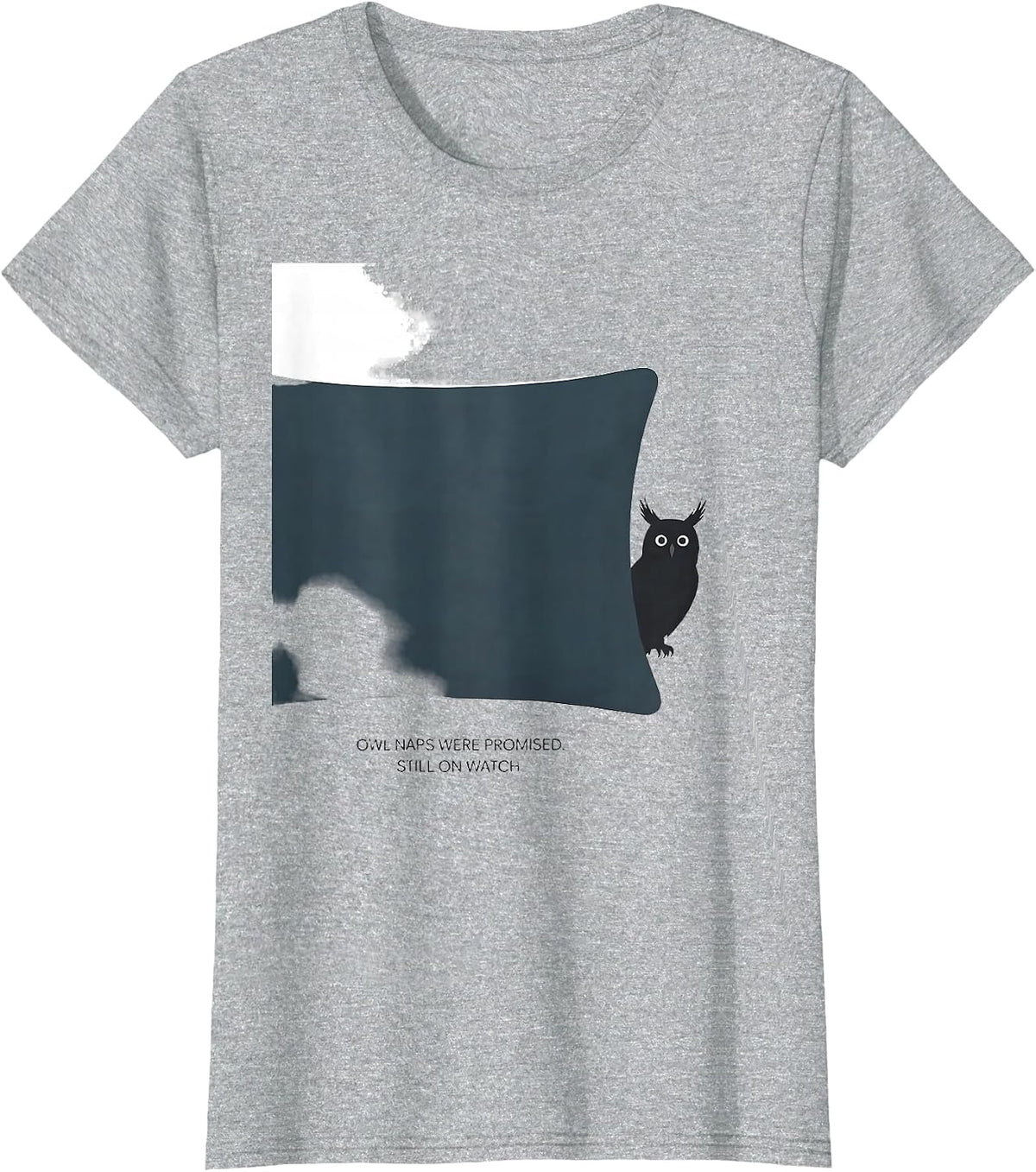 Women's Owl Naps Were Promised Still On Watch Funny Animal Sleepwear T-Shirt - Heather Grey