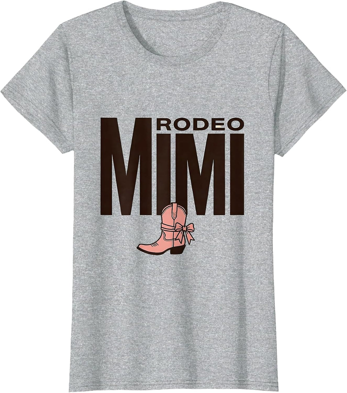 Rodeo Mimi Pink Boots Coquette CowGirl Birthday Party Family T-Shirt - Heather Grey