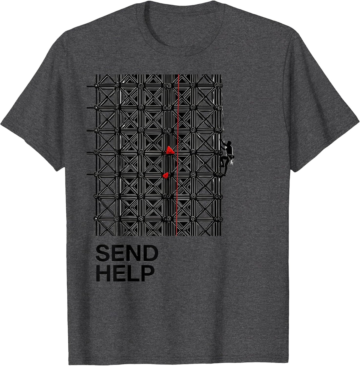 Climbing Wall Lattice Funny Rock Climber Bouldering Humor T-Shirt - Dark Heather Grey