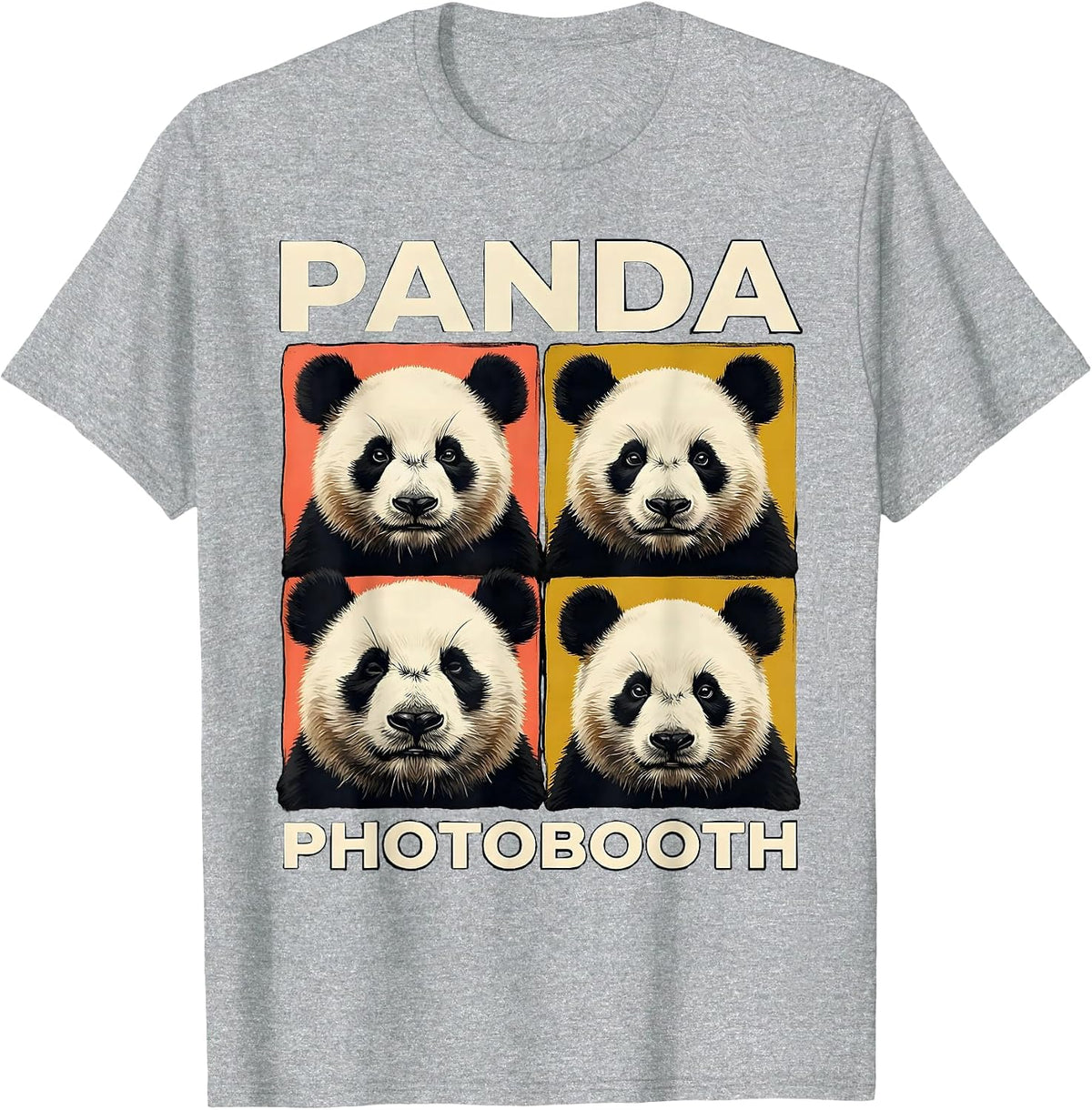 Men's Panda Photobooth Funny Animal Portrait Whimsical T-Shirt - Heather Grey