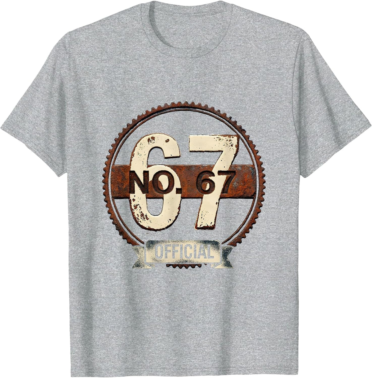 Men's NO 67 OFFICIAL Rubber Stamp Sports Jersey Number Birthday T-Shirt - Heather Grey