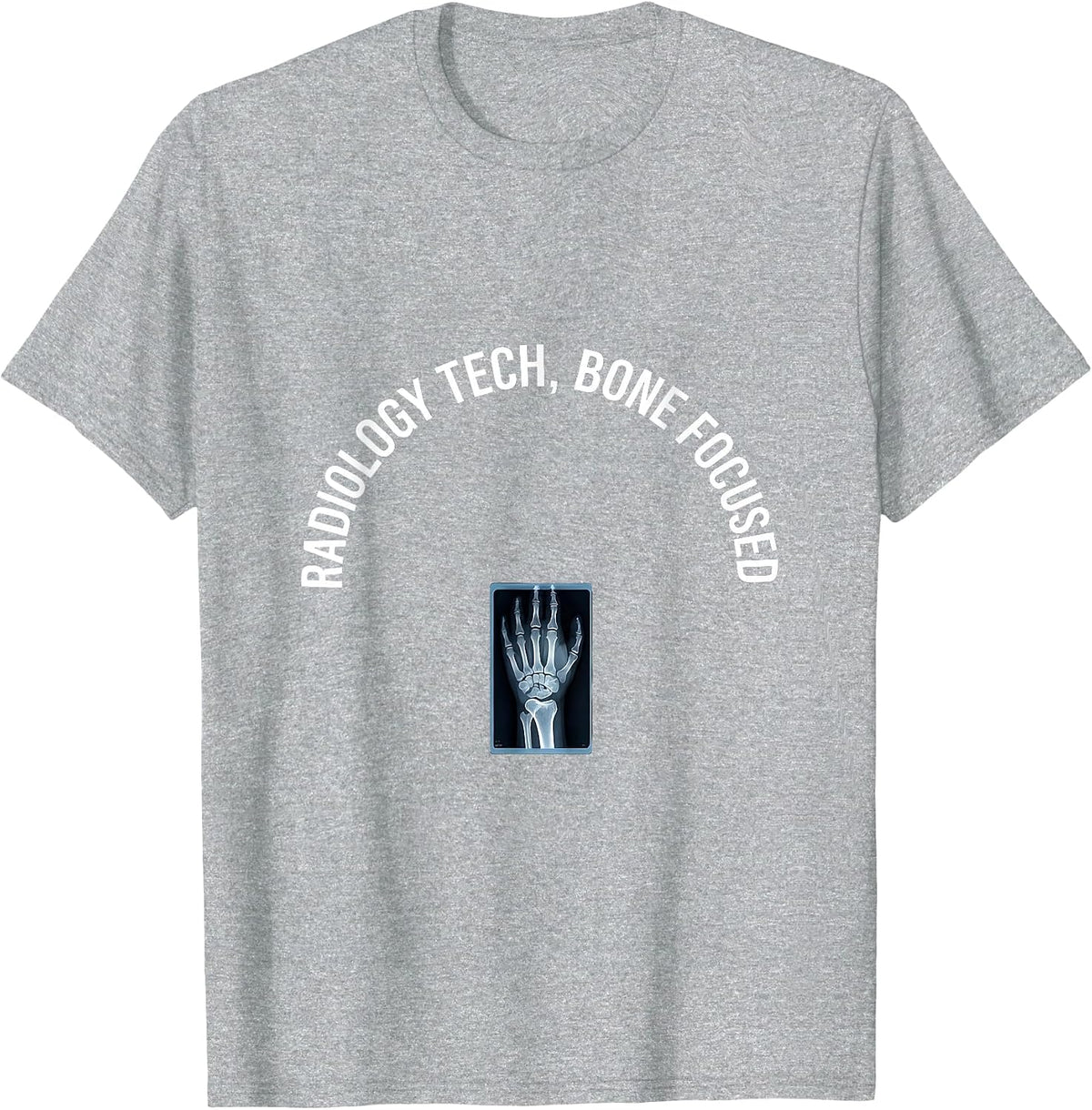 Men's Radiology Tech Bone Focused Minimalist X-Ray Tech Gift T-Shirt - Heather Grey