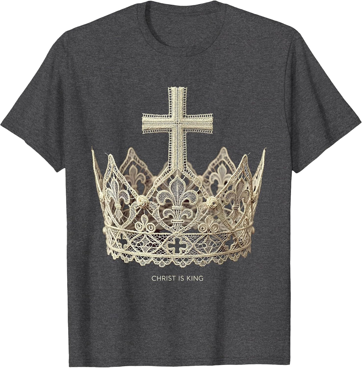 Men's Christ Is King Bold Faith Declaration Design T-Shirt - Dark Heather Grey