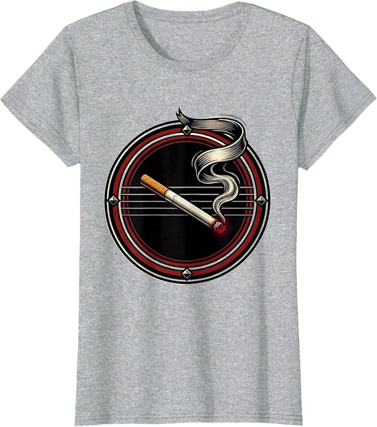 Burning Cigarette Guitar Strings Punk Rock Art T-Shirt - Heather Grey