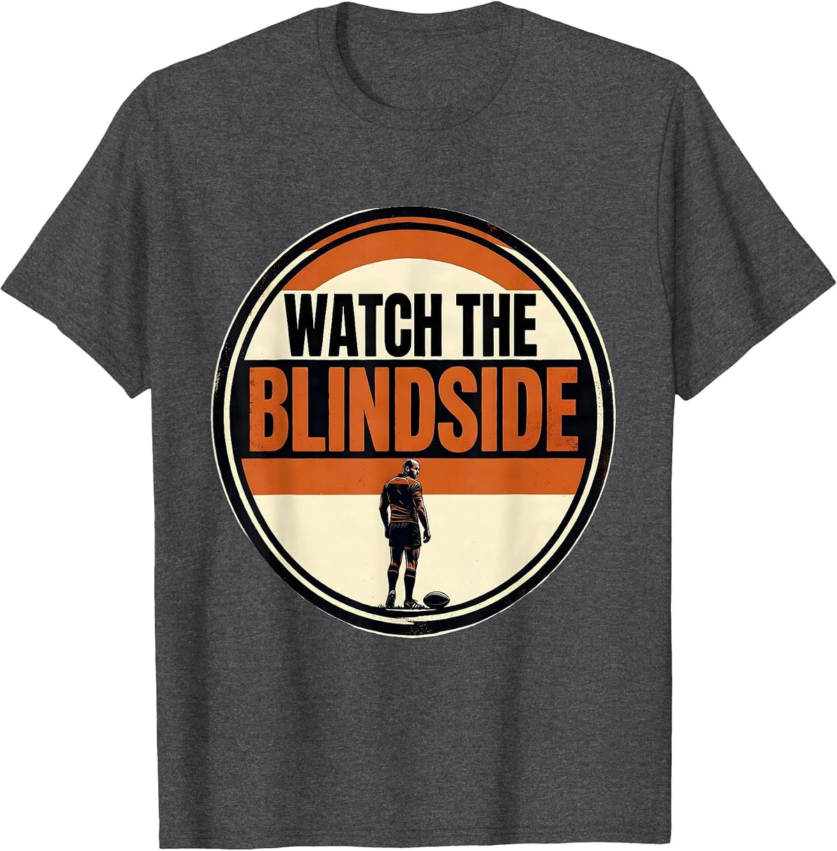 Men's Watch The Blindside Funny Rugby Player Coach Fan Vintage T-Shirt - Dark Heather Grey